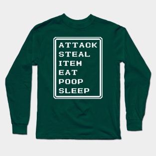 Final Fantasy Battle Menu Eat Poop Sleep Thief Version Long Sleeve T-Shirt